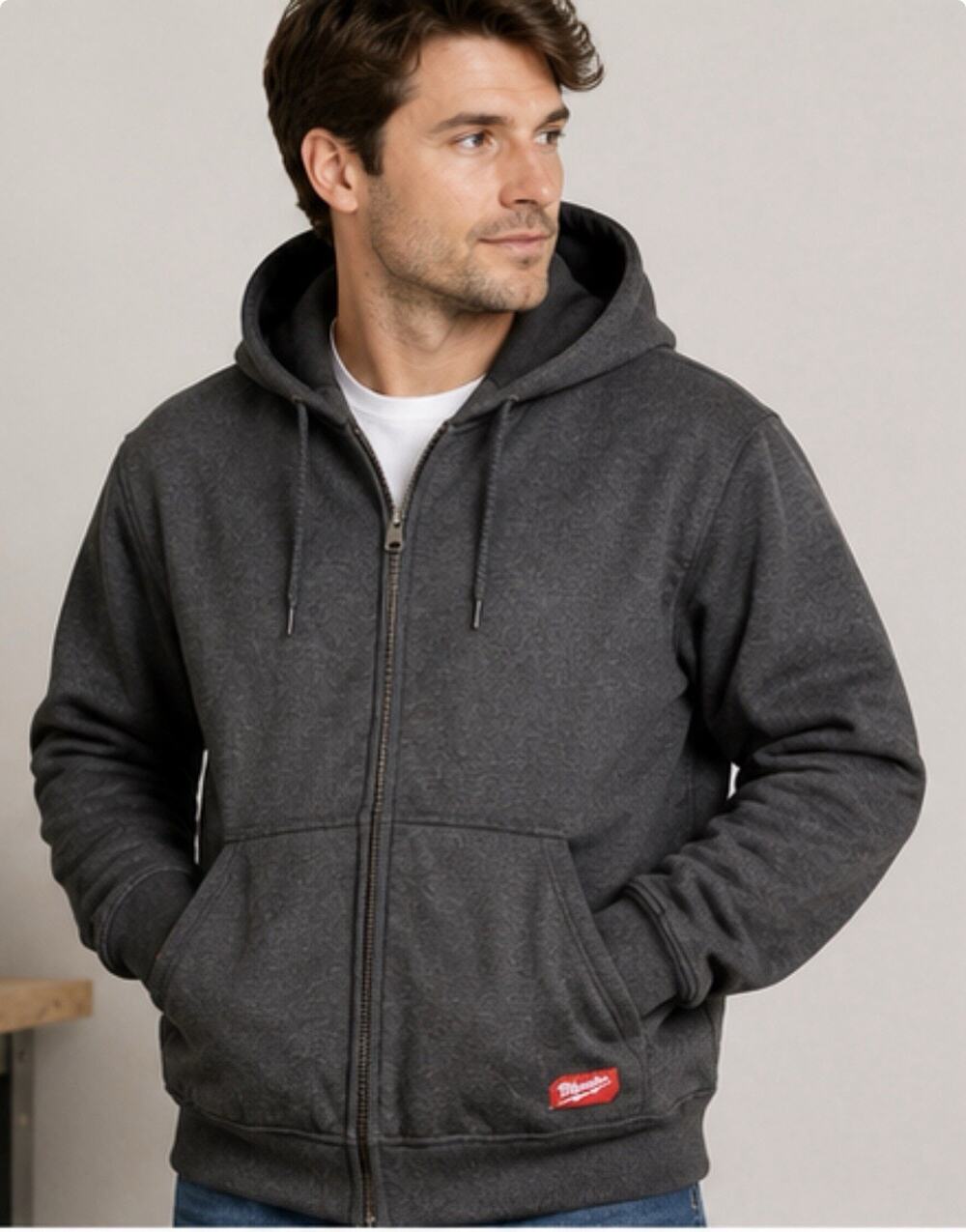 Milwaukee Heavyweight Full Zip Hoodie Jacket Gray Men’s XL Workwear